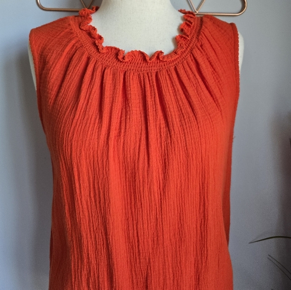 Matilda Jane, New, Maui Orange Cut-out Tie Back Cotton Gauze Shirt Size Large - Picture 5 of 11